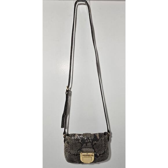 Michael Kors Charlton Crossbody Snakeskin Leather Buckle Adjustable Strap Small - Picture 2 of 13
